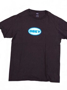 OBEY WORLDWIDE T Shirt Men's SMALL Brown Short Sleeve Crew Top